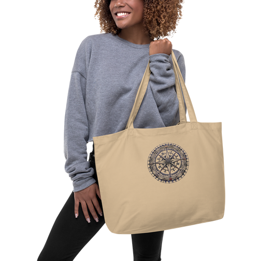 Shield-Bearer organic tote with Viking design details