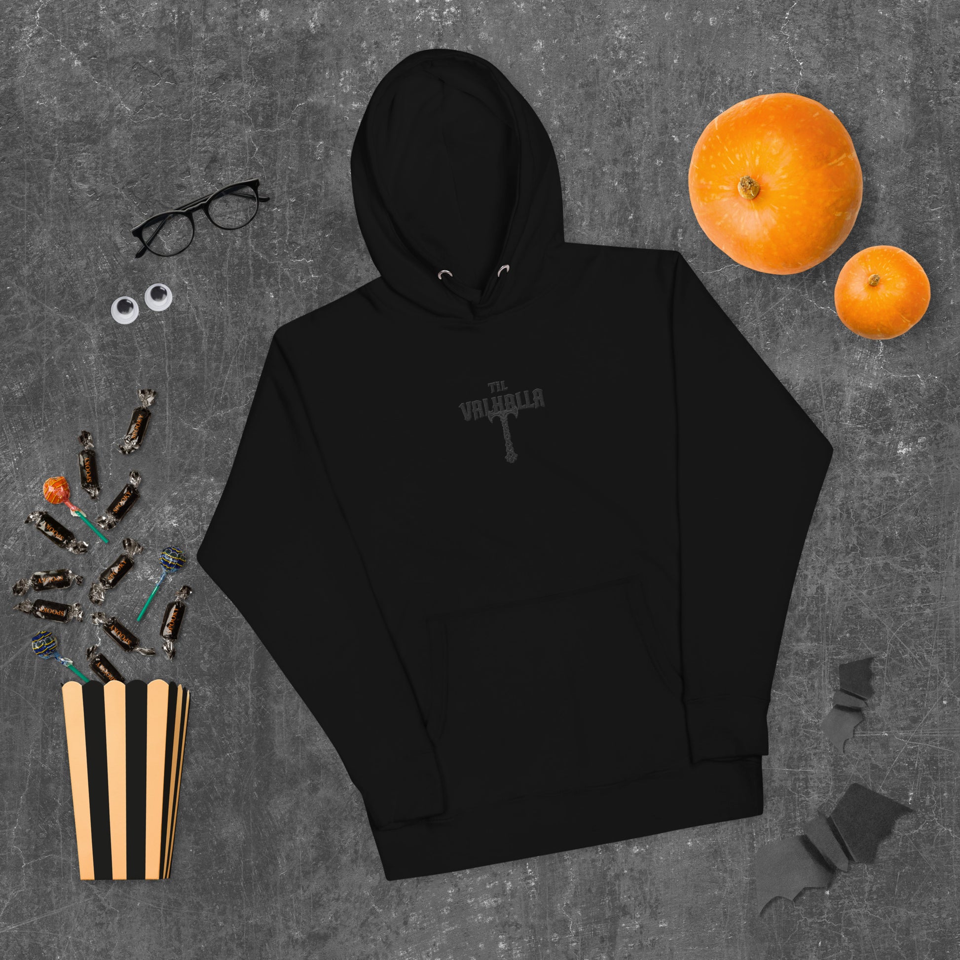 Valhalla premium Viking hoodie front view